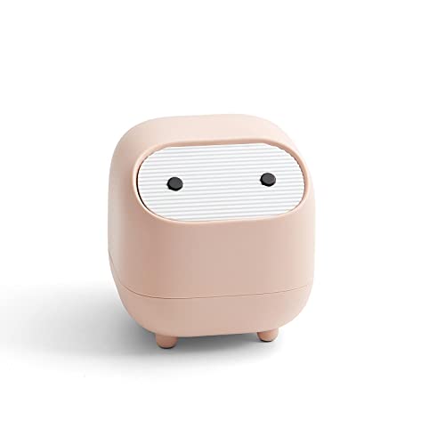 Mini Trash Can with Lid - Cute Ninja Design Pink