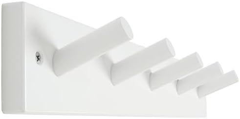 SKOLOO White Bamboo Wall Coat Rack with 5 Pegs