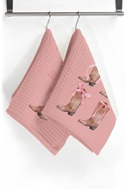 Pink Bow Preppy Kitchen Towels Set of 4