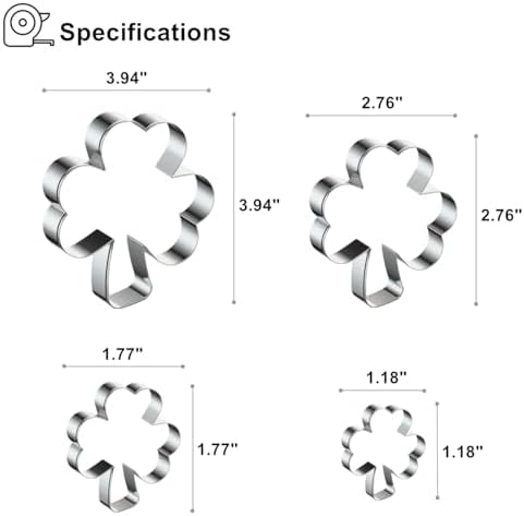 St Patricks Day Shamrock Cookie Cutters 4 Pack Stainless Steel