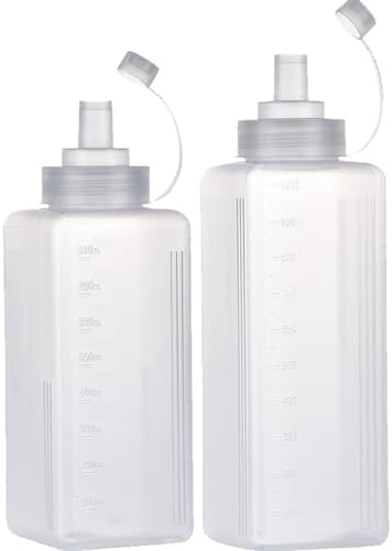 2 Pcs Plastic Squeeze Bottles for Condiments Sauce Oil Vinegar Storage