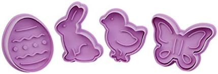 4Pcs Easter Cake Molds 3D Plastic Cookie Molds Non-Stick DIY Baking Tools