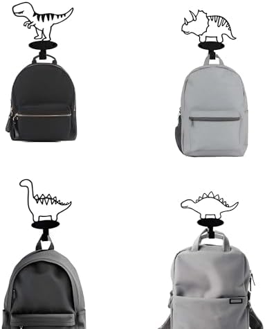 4 Piece Dinosaur Silhouette Coat Hooks Set Matte Black