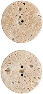 Creative Co-Op Natural Round Travertine Salt Pepper Shakers Set of 2 Small