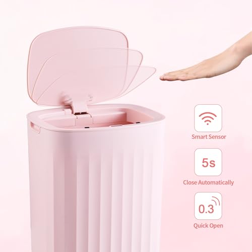 ELPHECO 35 Gallon Motion Sensor Trash Can with Lid Pink