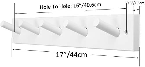 SKOLOO White Bamboo Wall Coat Rack with 5 Pegs 1