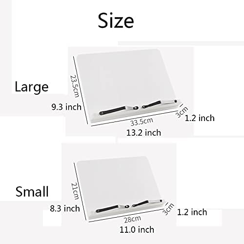 Adjustable White Cookbook Stand Holder with 5 Angles and Height