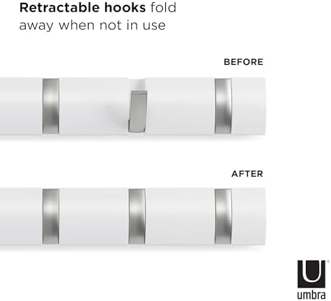 Umbra Flip Wall-Mounted Coat Rack Rail with 8 Hooks
