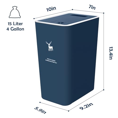 XPIY 2 Pack 4 Gallon Kitchen Trash Cans with Press Top Lid
