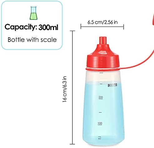 Ondiomn 300ml Clear Squeeze Bottles for Condiments and Baking