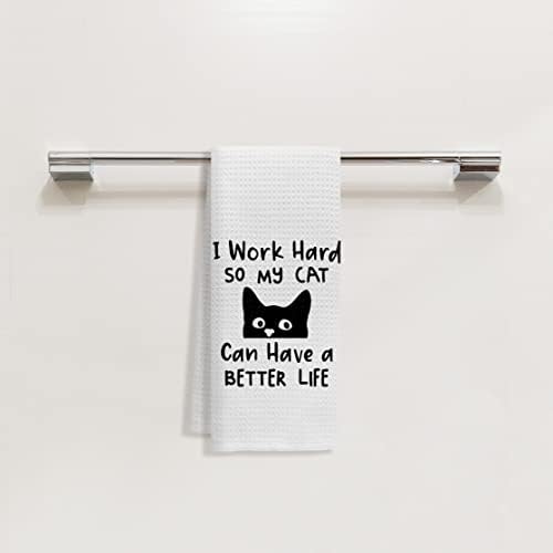 Voatok Black Cat Quote Bath Towel - 16x24 Inch