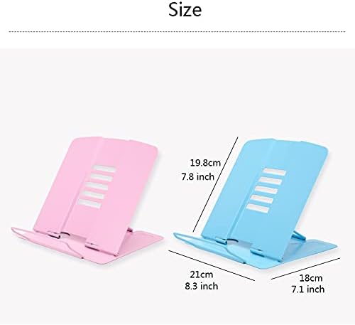 Adjustable Metal Book Stand for Kitchen and Office Blue