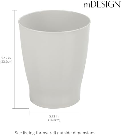 mDesign Round Plastic Wastebasket - 125 Gallon Light Gray
