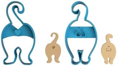 Cat Butt Cookie Cutter Set of 2 - 3D Kitty Butthole Baking Tool