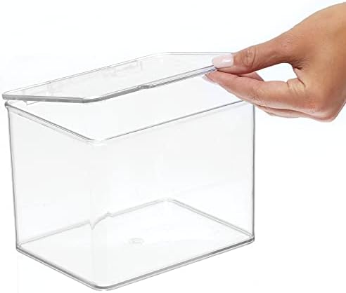mDesign Clear Storage Boxes with Hinged Lid 8 Pack