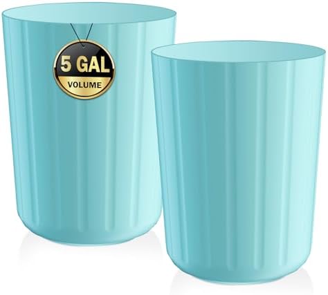 2Pack 5 Gallon Blue Trash Can Durable Easy to Clean