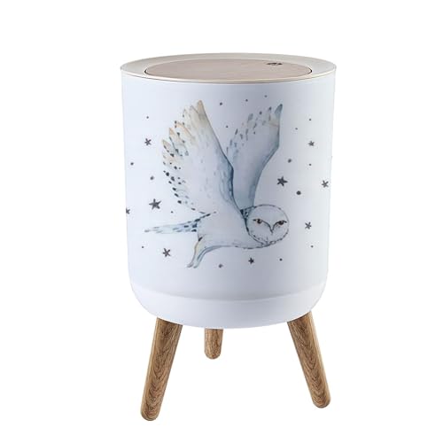 Cute Baby Owl Trash Can with Lid 7L 1