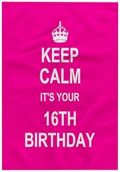 3D Rose 16th Birthday Hot Pink 15x22 Inch Towel