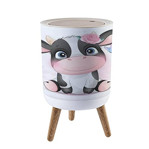Boho Farm Animal Trash Can with Lid Cow 18 Gallon