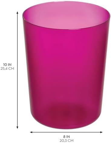 iDesign Small Round Plastic Trash Can Set of 2 - Magenta Pink