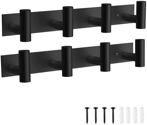 VAEHOLD 2PACK Black Hat and Coat Wall Mount Rack