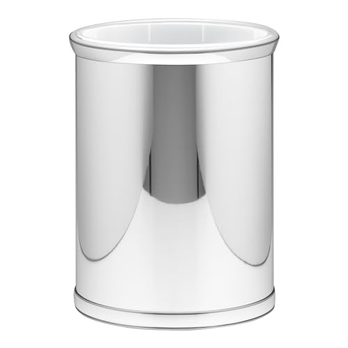 Kraftware Mylar Wastebasket Set 13 Quart Chrome with Trim