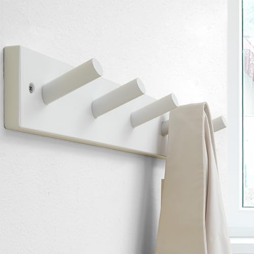 SKOLOO White Bamboo Wall Coat Rack with 5 Pegs 1
