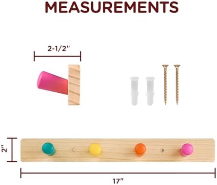 Monlurd Kids Solid Wood Coat Rack Wall Mount