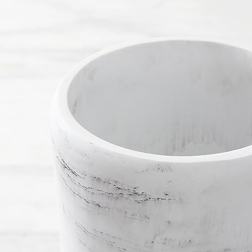 QL DESIGN Marble Style Round Waste Basket White