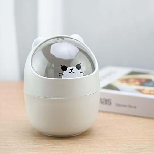 Cute Desktop Trash Can with Flip Lid for Kids