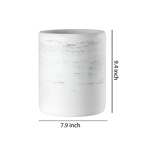 QL DESIGN Marble Style Round Waste Basket White