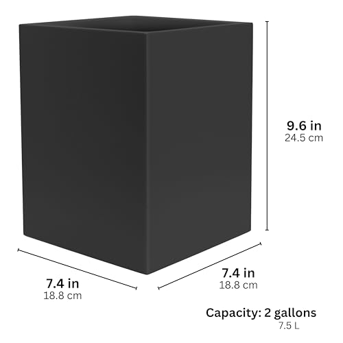 Matte Black Square Trash Can 2 Gallons 75L