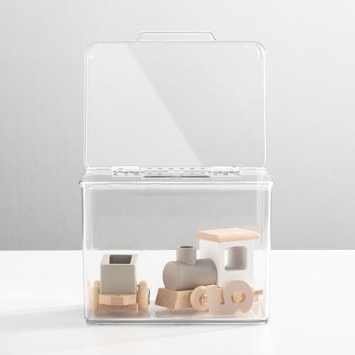 mDesign Clear Storage Boxes with Hinged Lid 8 Pack