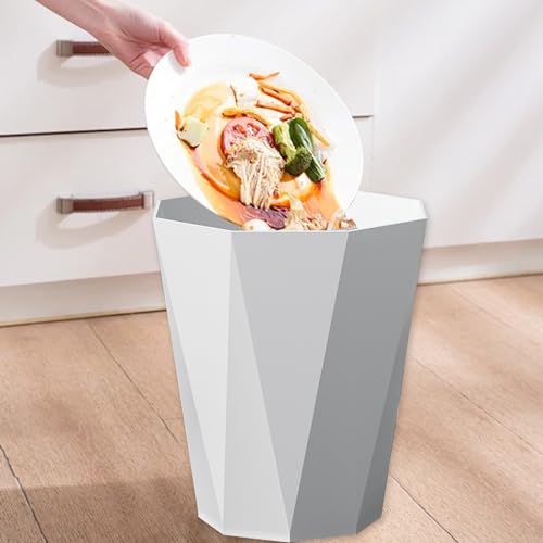 Compact Plastic Trash Can with Press Ring for Small Spaces
