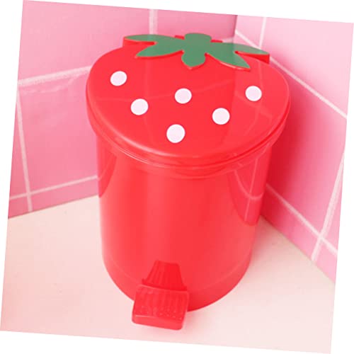 HOOTNEE Cute Strawberry Trash Can with Lid for Desktop and Bedroom 1