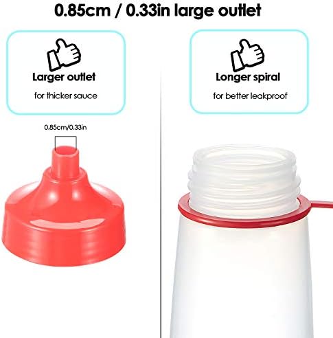 Ondiomn 300ml Clear Squeeze Bottles for Condiments and Baking