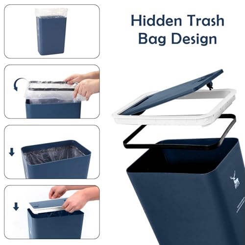 XPIY 2 Pack 4 Gallon Kitchen Trash Cans with Press Top Lid