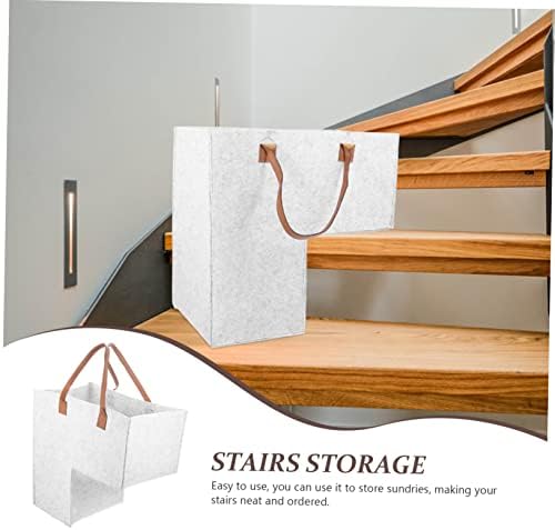 CAXUSD Foldable Stair Storage Basket Light Grey 20x12x14