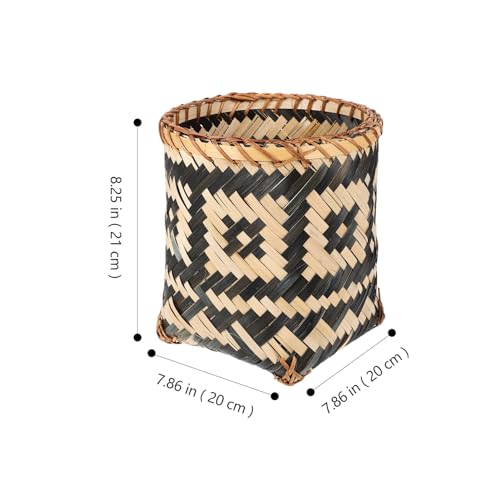 MAGICLULU 8 Inch Bamboo Wicker Trash Can Boho Decor