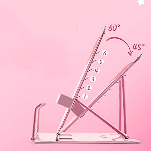 Adjustable Metal Book Stand with Page Clip for Kitchen and Office Blue