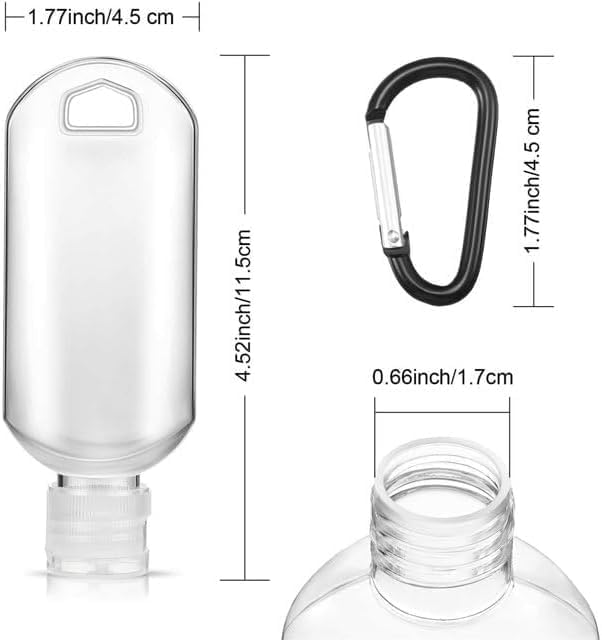 3Pcs Transparent Hot Sauce Keychain Bottles - 2oz50ml Refillable Travel Size
