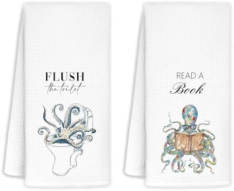 Funny Octopus Bath Towel Set of 2 - 16x24in