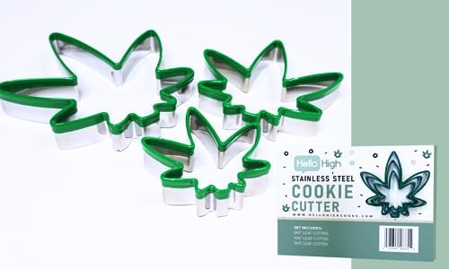 Hello High 3PC Leaf Cookie Cutter Set - Steel Metal 420 Baking Supplies