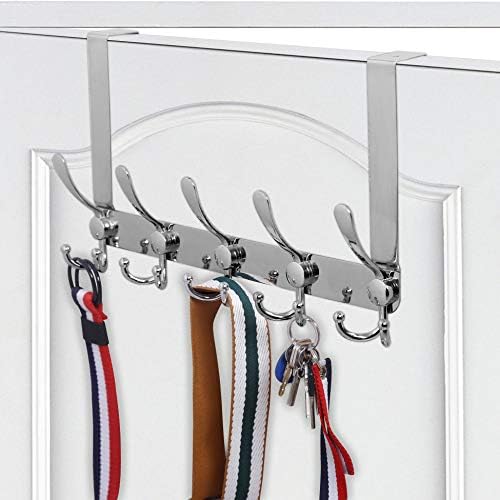 WEBI Over The Door Hook Rack with 5 Tri Hooks - Silver