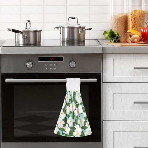 OTVEE Plumeria Flowers Pattern Dish Towels 2 Pieces