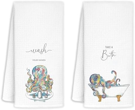 Funny Octopus Bath Towels Set of 2 1