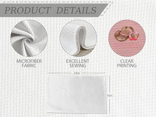 Pink Bow Preppy Kitchen Towels Set of 4