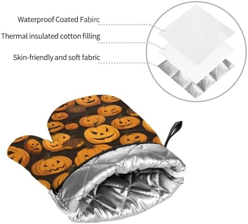 Halloween Pumpkin Oven Mitts and Pot Holders Set of 4 1
