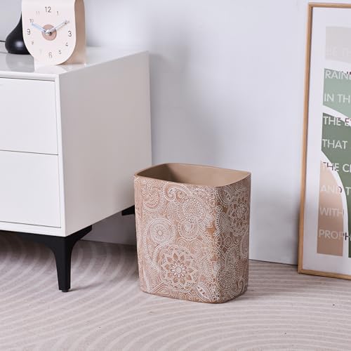 Polytree Boho Flowers Wastebasket 18 Gallon Retro Brown