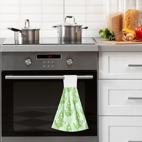 RPLIFE Lily of Valley Green Dish Towel Set of 2